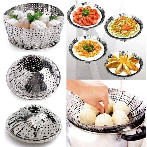 Rổ hấp xửng hấp inox xếp gọn