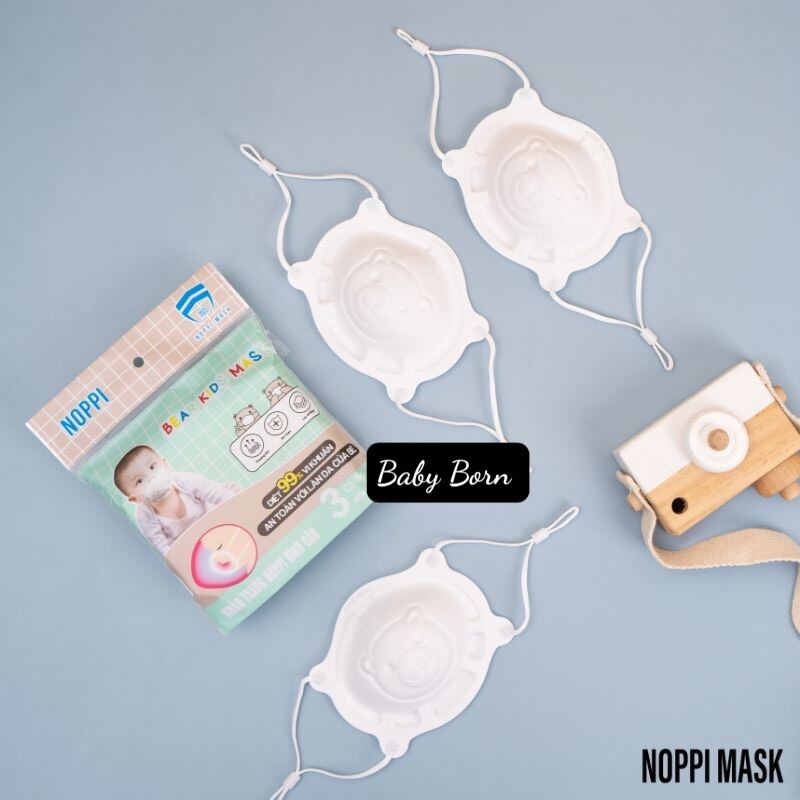 Sét 3 khẩu trang gấu 3D NOPPI Mask cho trẻ em