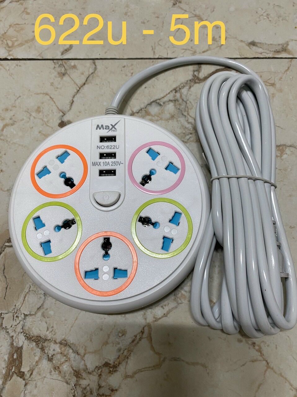 Ổ cắm điện tròn đa năng sạc usb dây dài 5m