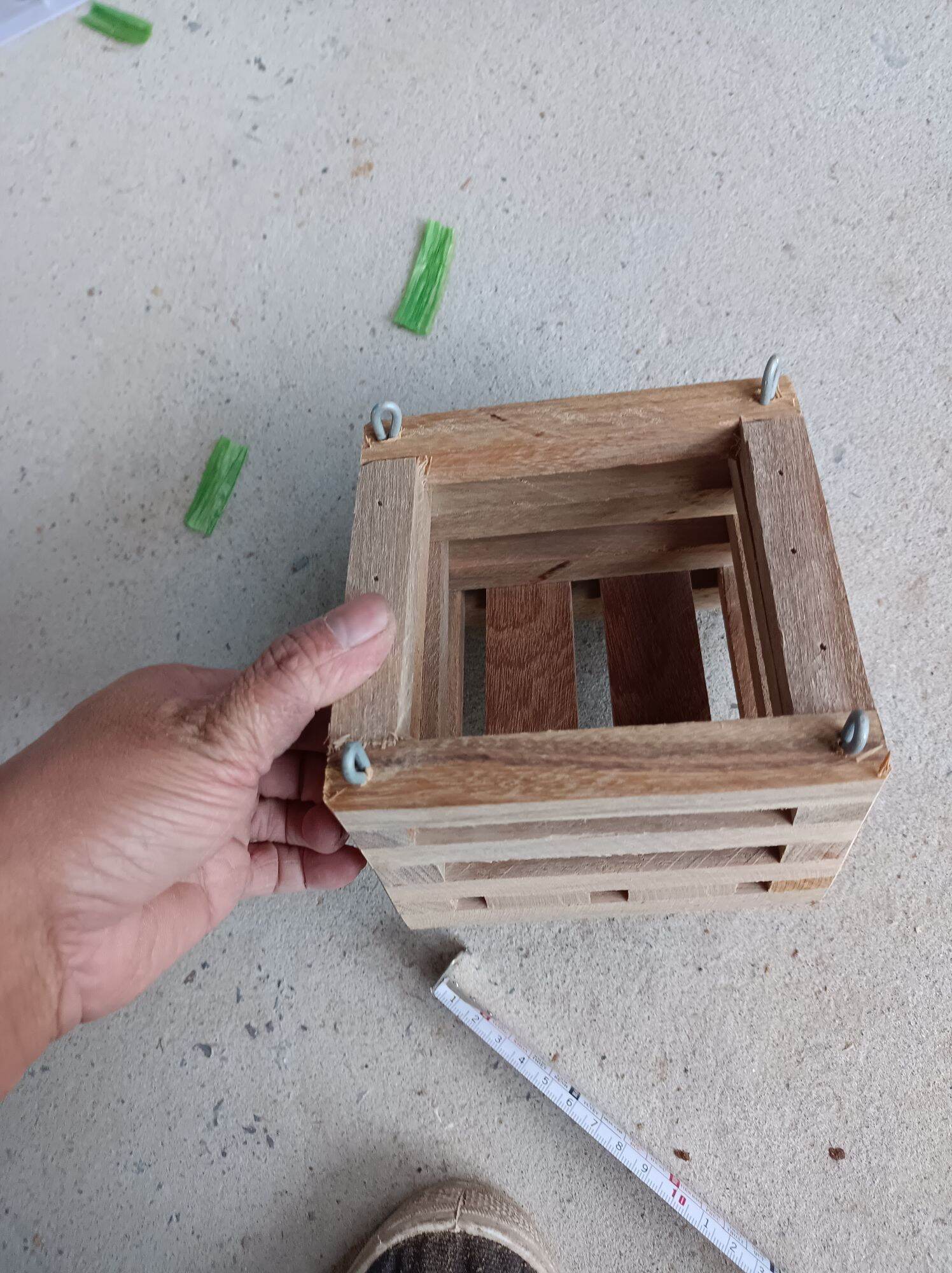 chậu gỗ trồng lan hình vuông 13x13cm