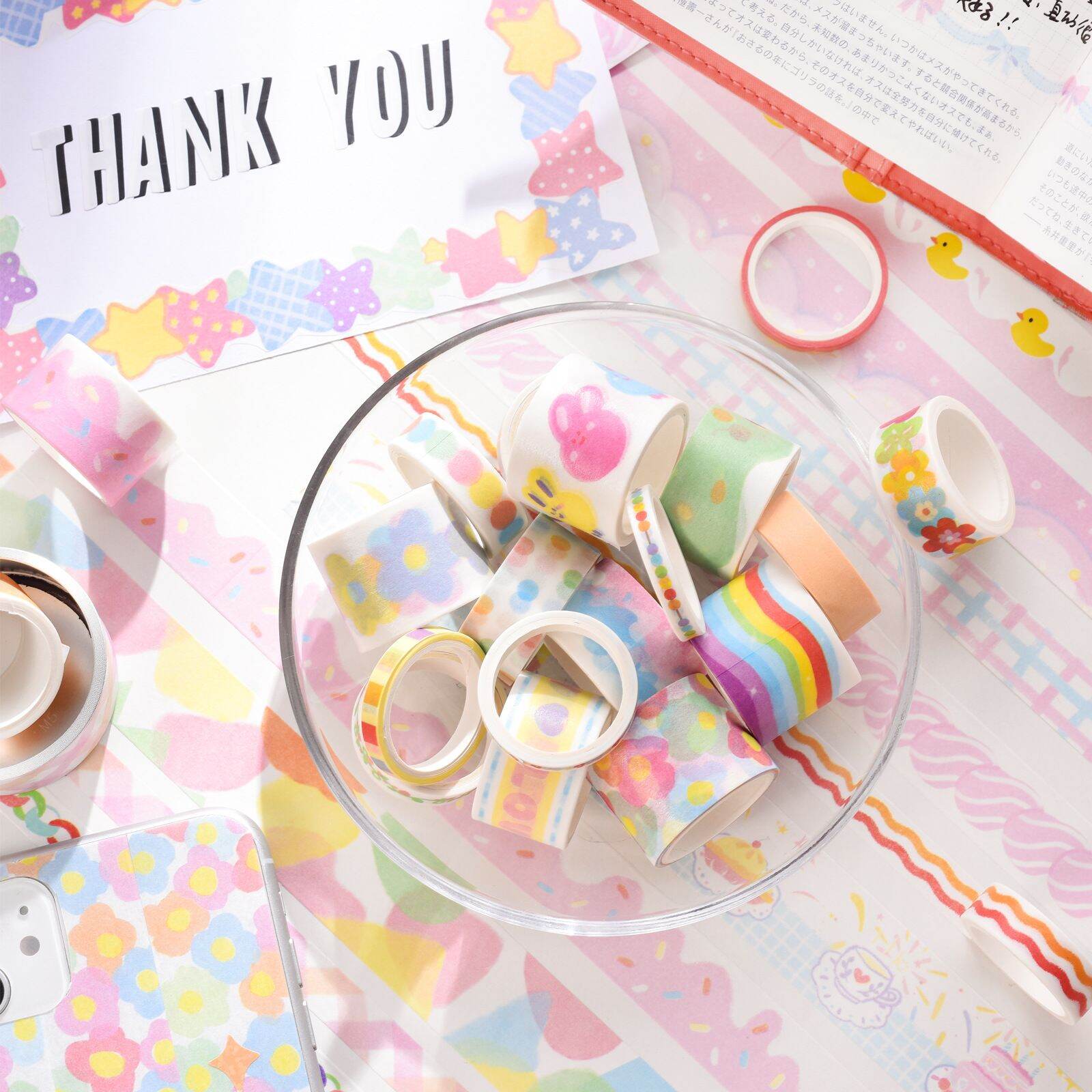 Set 20 cuộn washi nhiều kích thước