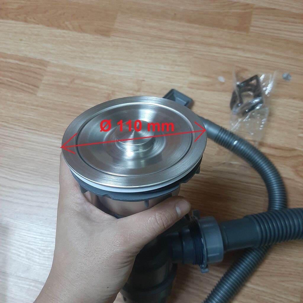 Quả xi phông inox thoát bồn rửa chén, bát phi 110 và phi 140.