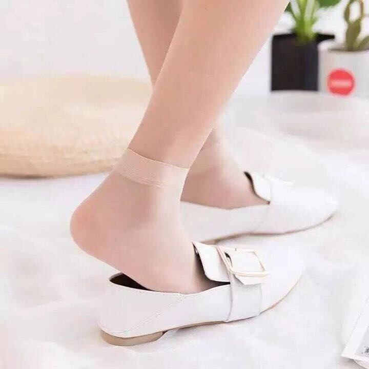 Sét 10 đôi giấy vớ nữ cổ ngắn màu da chân mỏng siêu dai