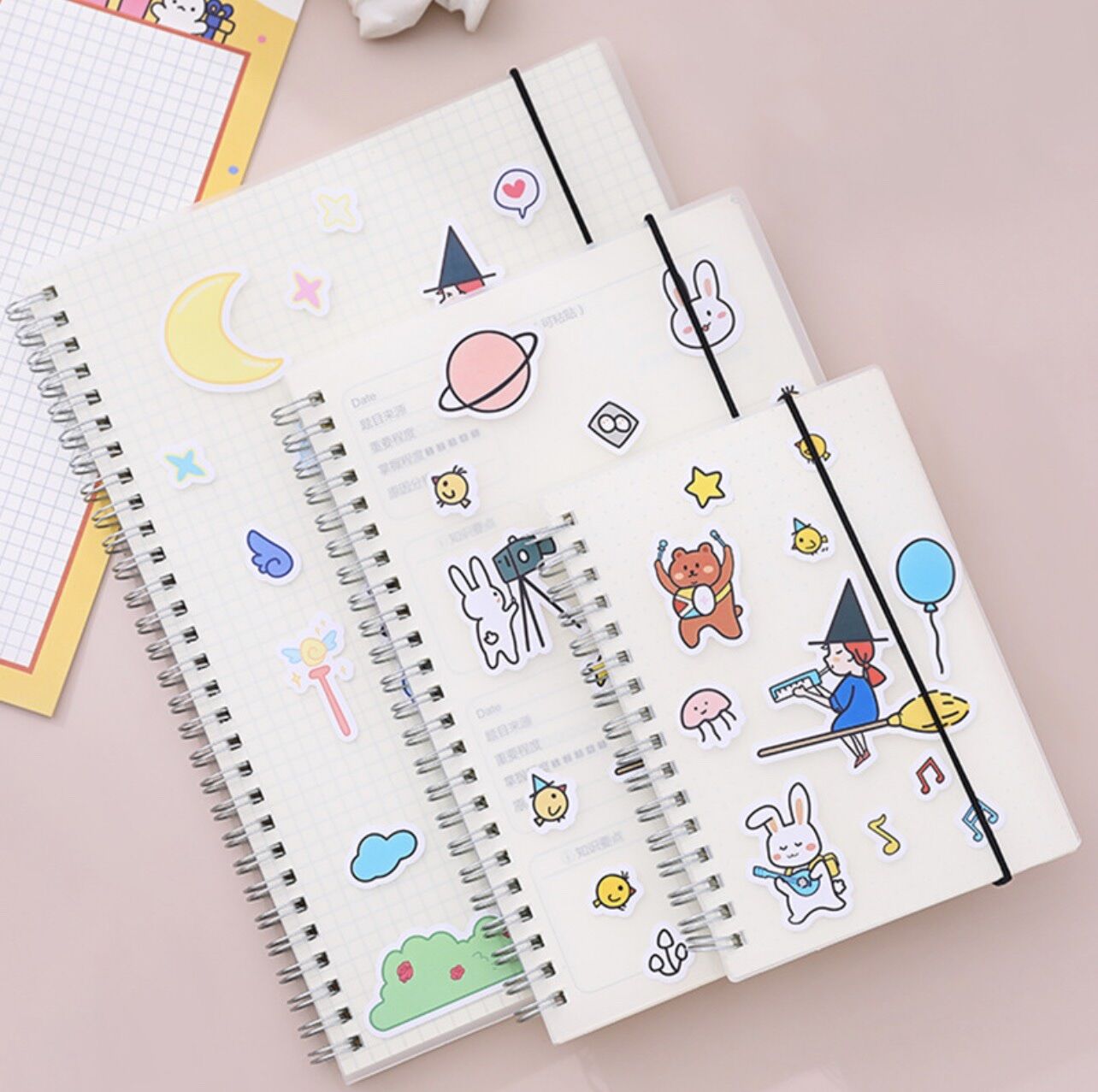 Sổ Lò Xo Bìa Trong Suốt Tặng Kèm Sticker Dễ Thương