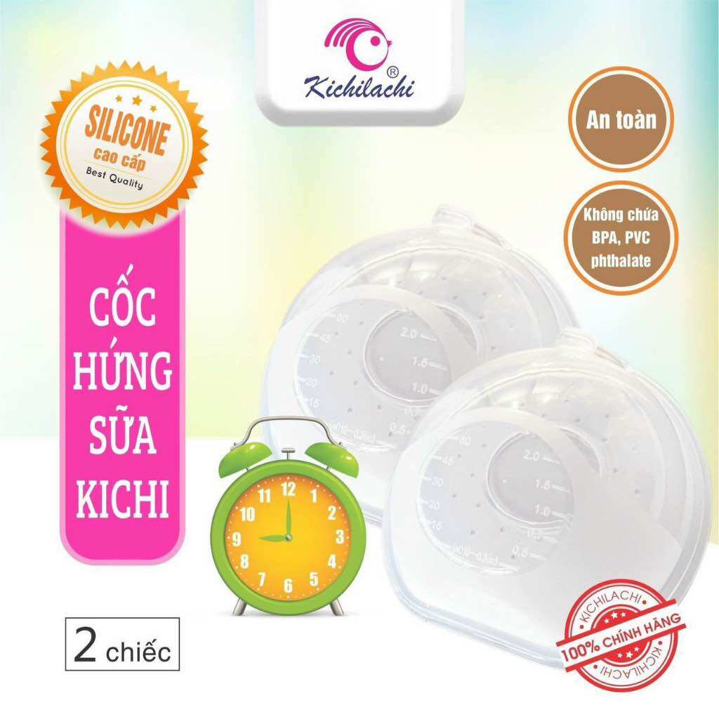 Hộp 2 cốc hứng sữa, phễu hứng sữa chống tràn kichilachi