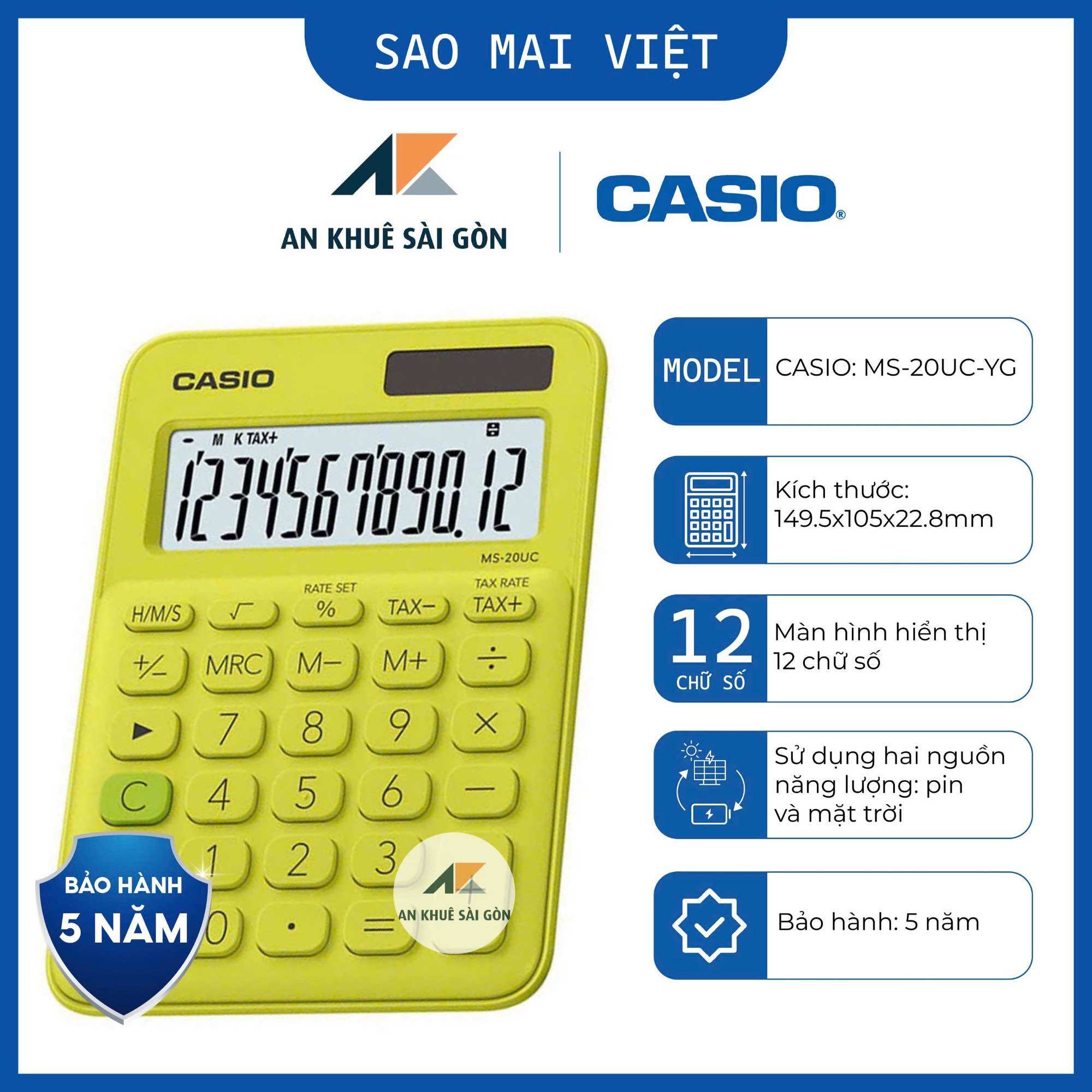 Máy tính để bàn Casio MS-20UC CHÍNH HÃNG (nhiều màu)