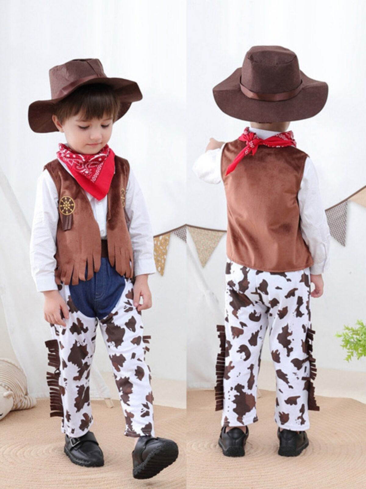 Bộ Trang Phục Halloween Baby Boy Biker Cartoon Character Performance Costume Kids Western Cowboy Out