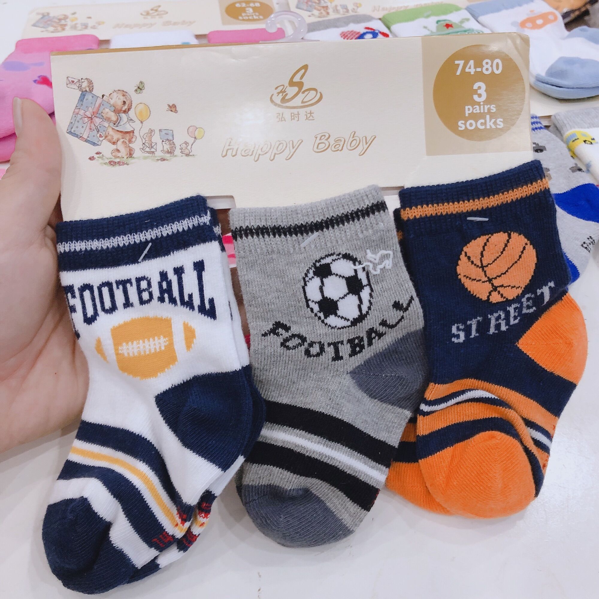 Set 3 đôi tất Happy Baby bé trai bé gái
