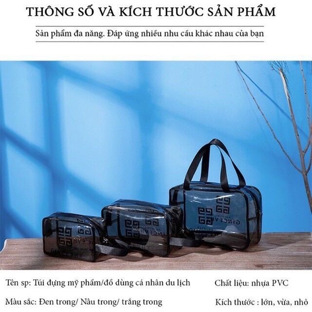 Bộ 3 Túi Đựng Đồ Cá Nhân Đồ Du Lịch Trong Suốt