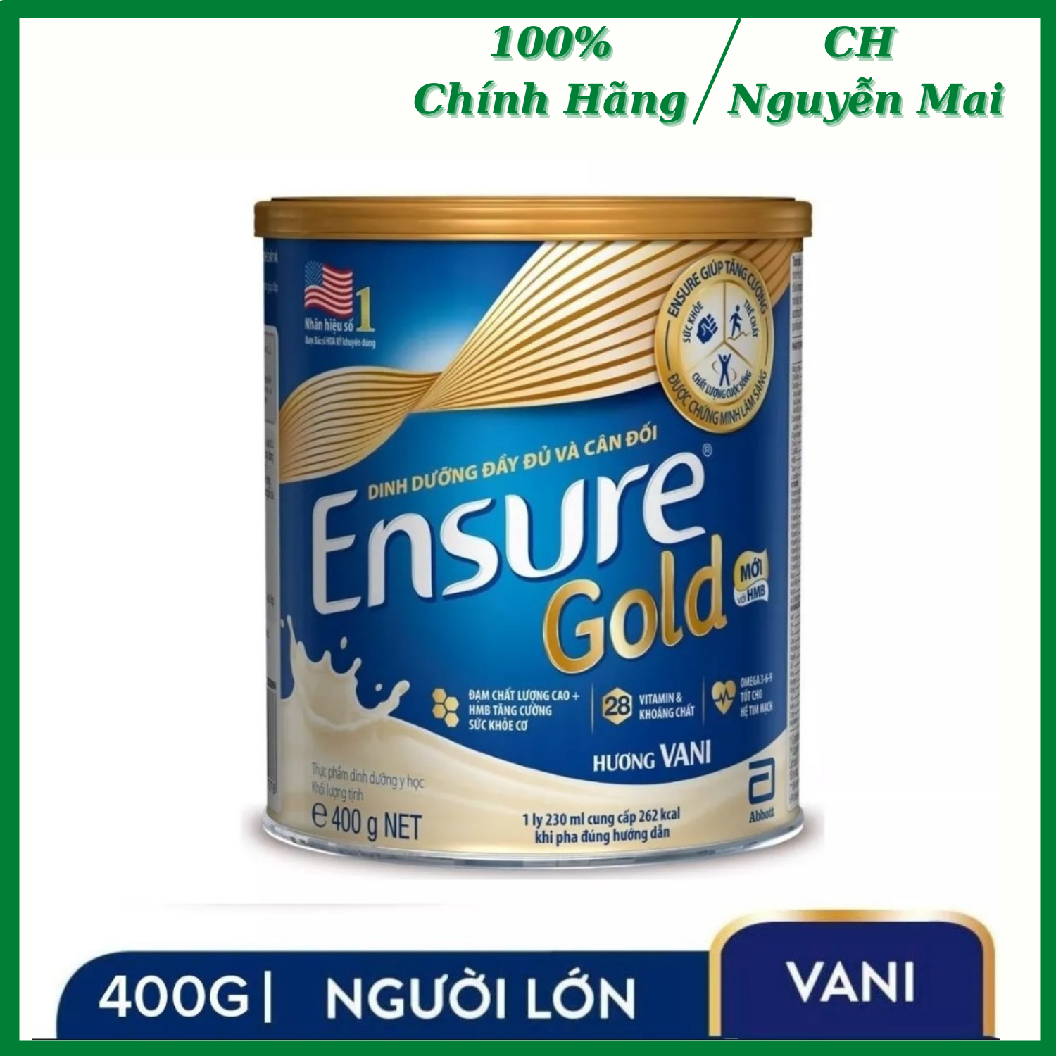 Sữa Bột Ensure Gold Hương Vani 380g [Date Mới]
