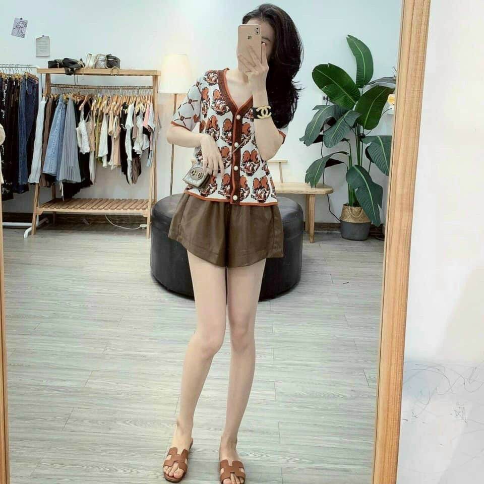 Quần short da nữ lưng chun cao cấp