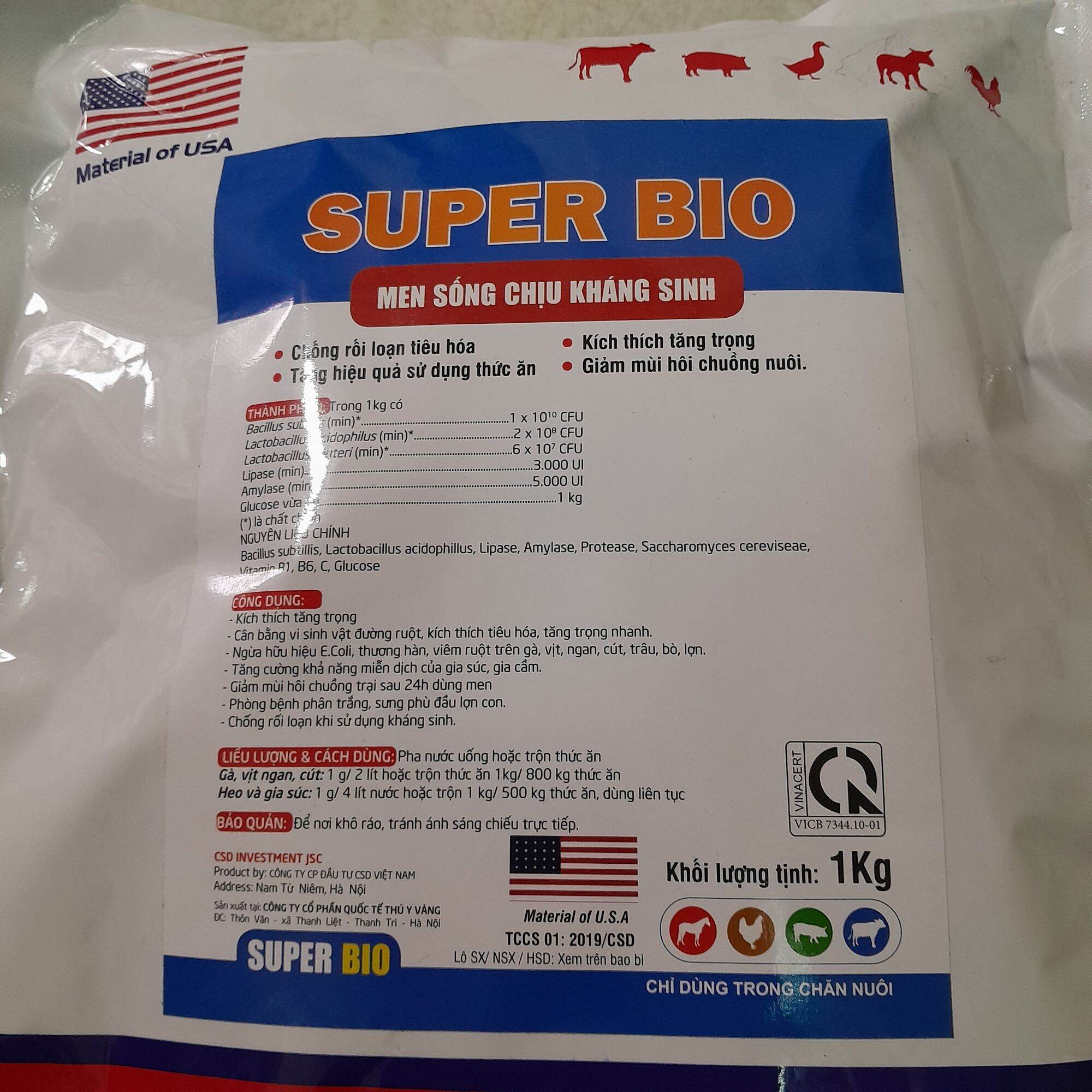 Men sống chịu kháng sinh 1kg Super bio