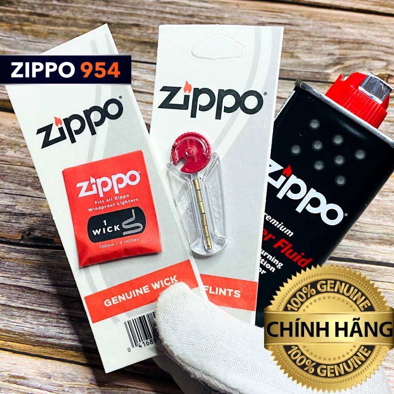 Combo xăng + đá + tim zippo chính hãng