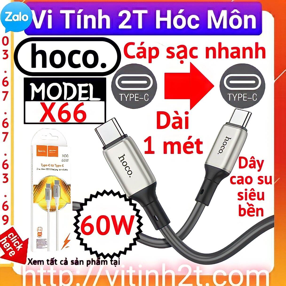 Cáp sạc nhanh 18W Type c to type c hoco X66 dây siêu bền, typec to typec , type-c to type-c