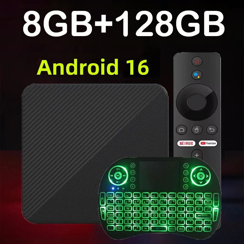 Hộp Giải Mã Truyền Hình Thông Minh 2026 Dual UI T8 Android 16 RK3518 2/4/8/16GB DDR3 16/32/64/128GB eMMC Wifi 6 Kép Bluetooth 6.0 Điều Khiển Bằng Giọng Nói Google Assistant Bộ Phát Đa Phương Tiện