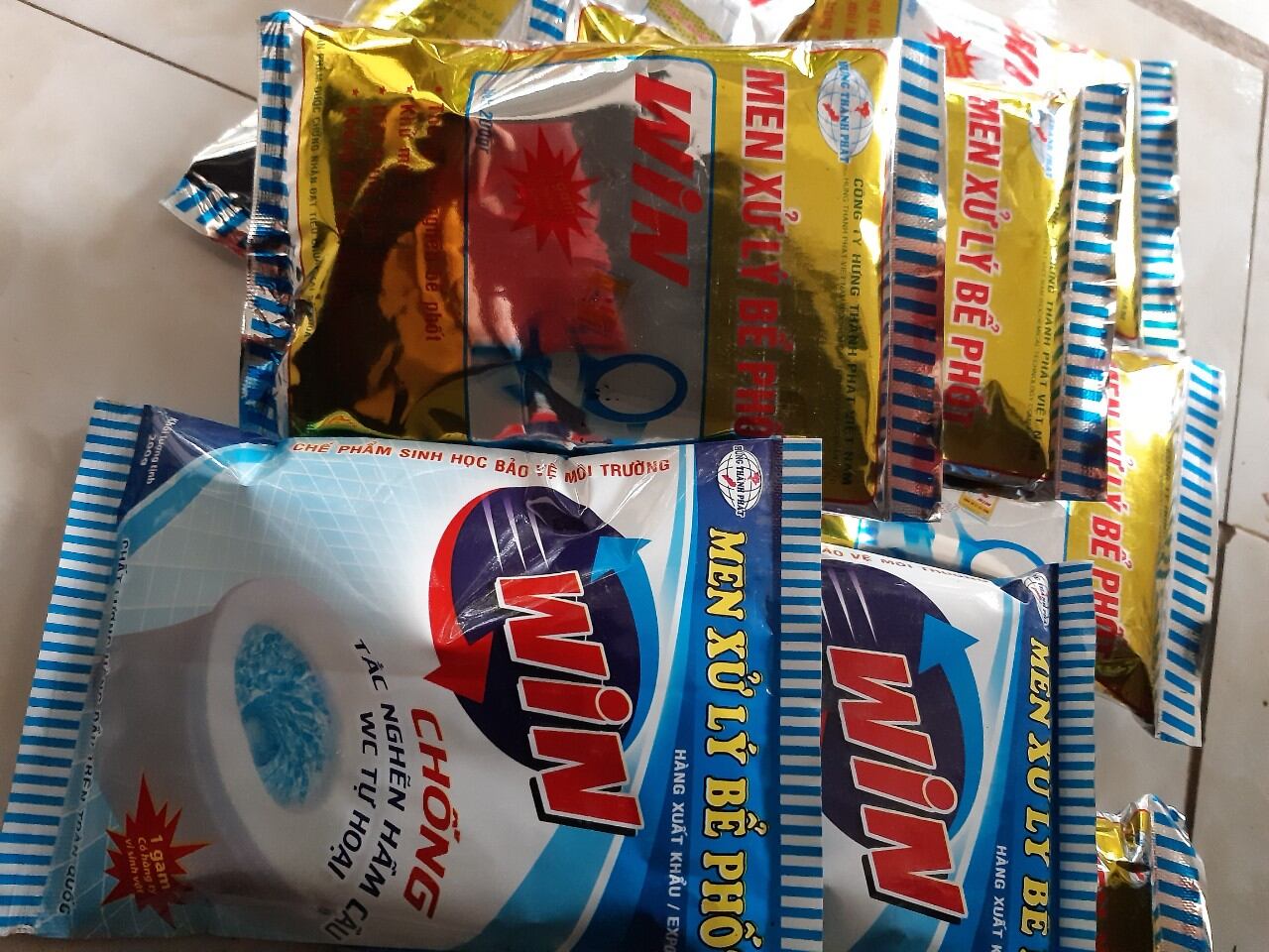(Combo 5 gói )men sử lý bể phốt và bột thông tắc đường ống WIN