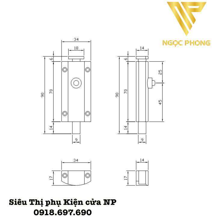 Chốt bấm cửa cao cấp vickini