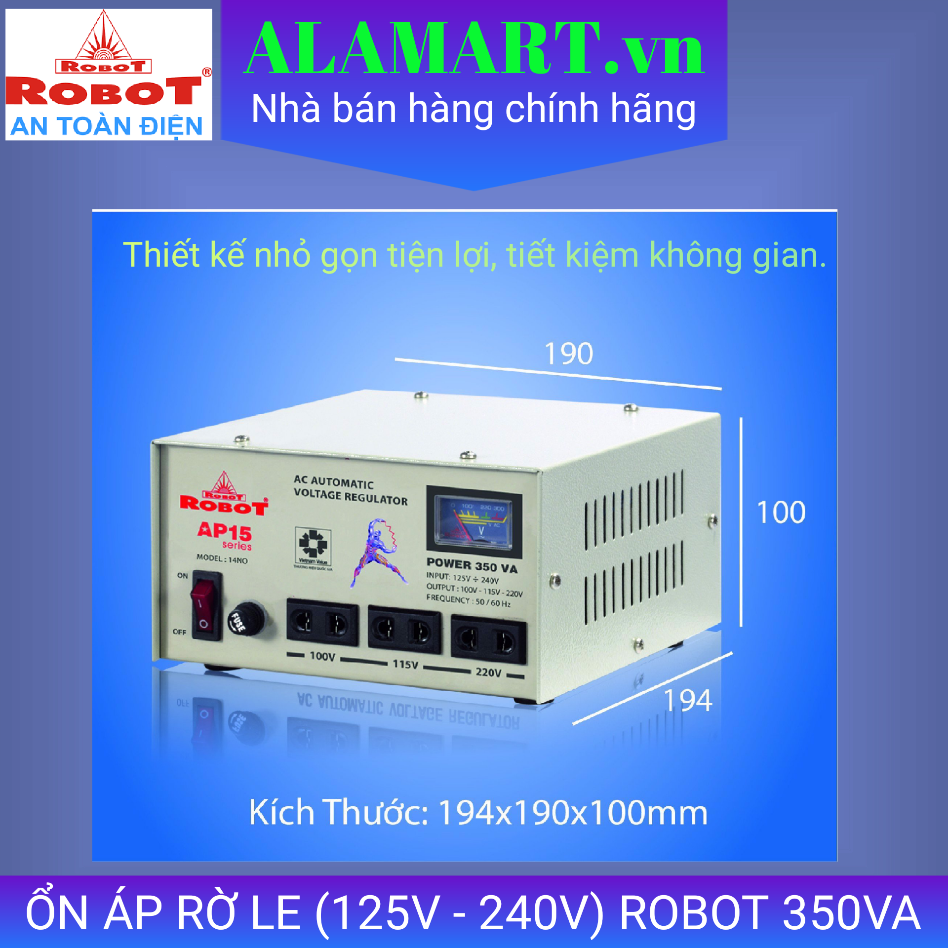 Ổn áp rơle Robot 350VA
