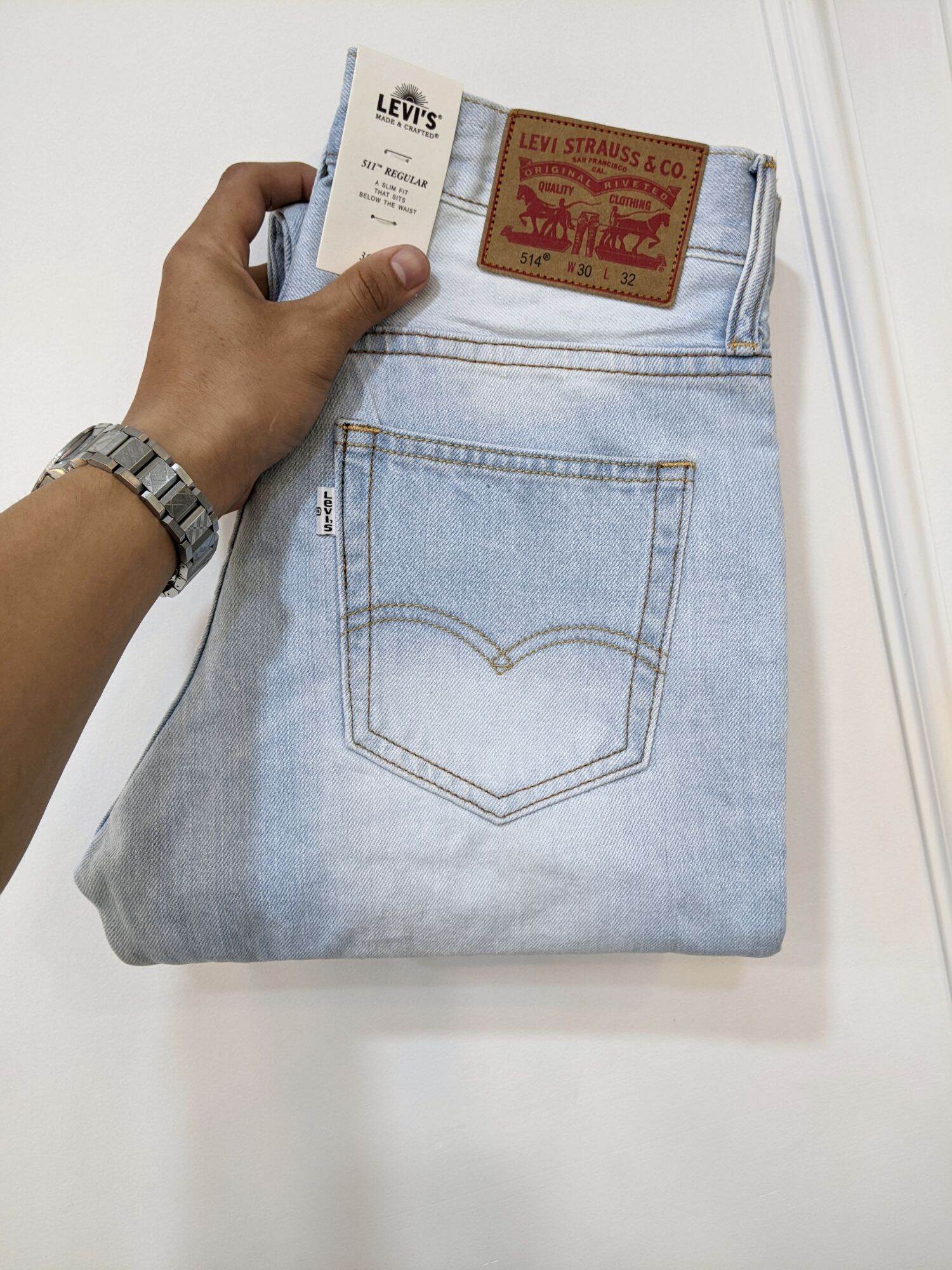 quần jean levis màu xanh bạc chất cotton