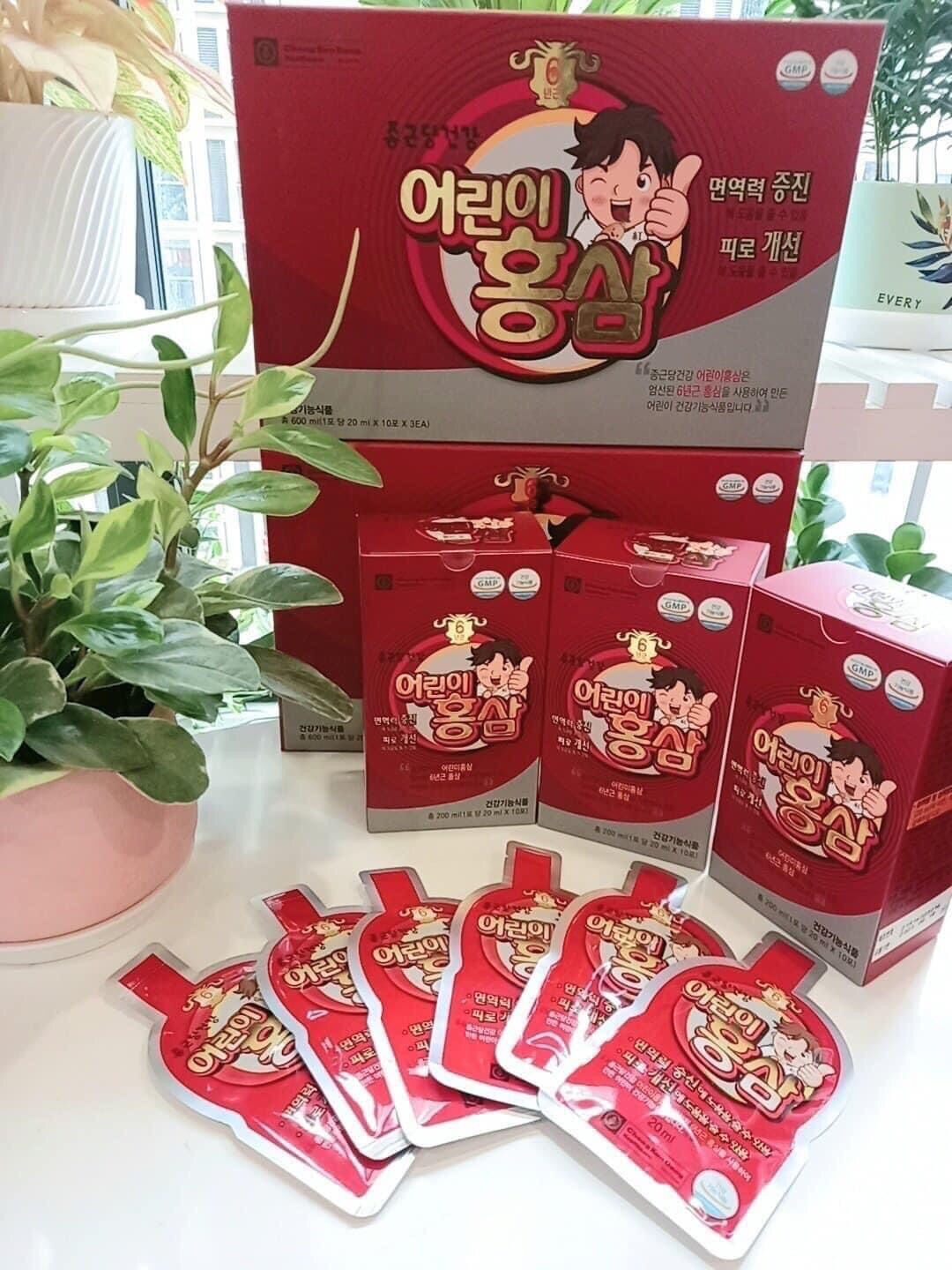 Hồng sâm baby Ngón Tay, nước hồng sâm ngón tay trẻ em ChongKunDang hàn quốc hộp 30 gói