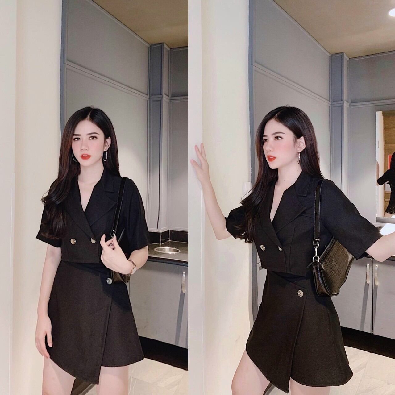 SET BỘ ÁO KÈM CHÂN VÁY ĐẮP CHÉO