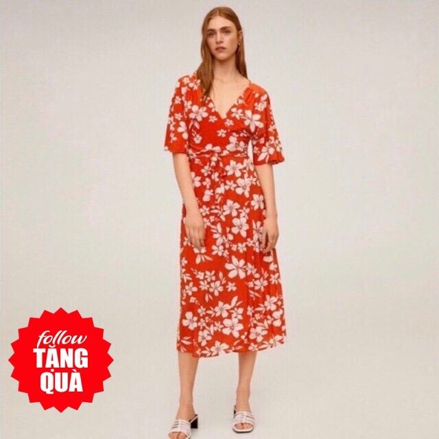 Đầm MG vạt chéo hoa thun 4 chiều cao cấp