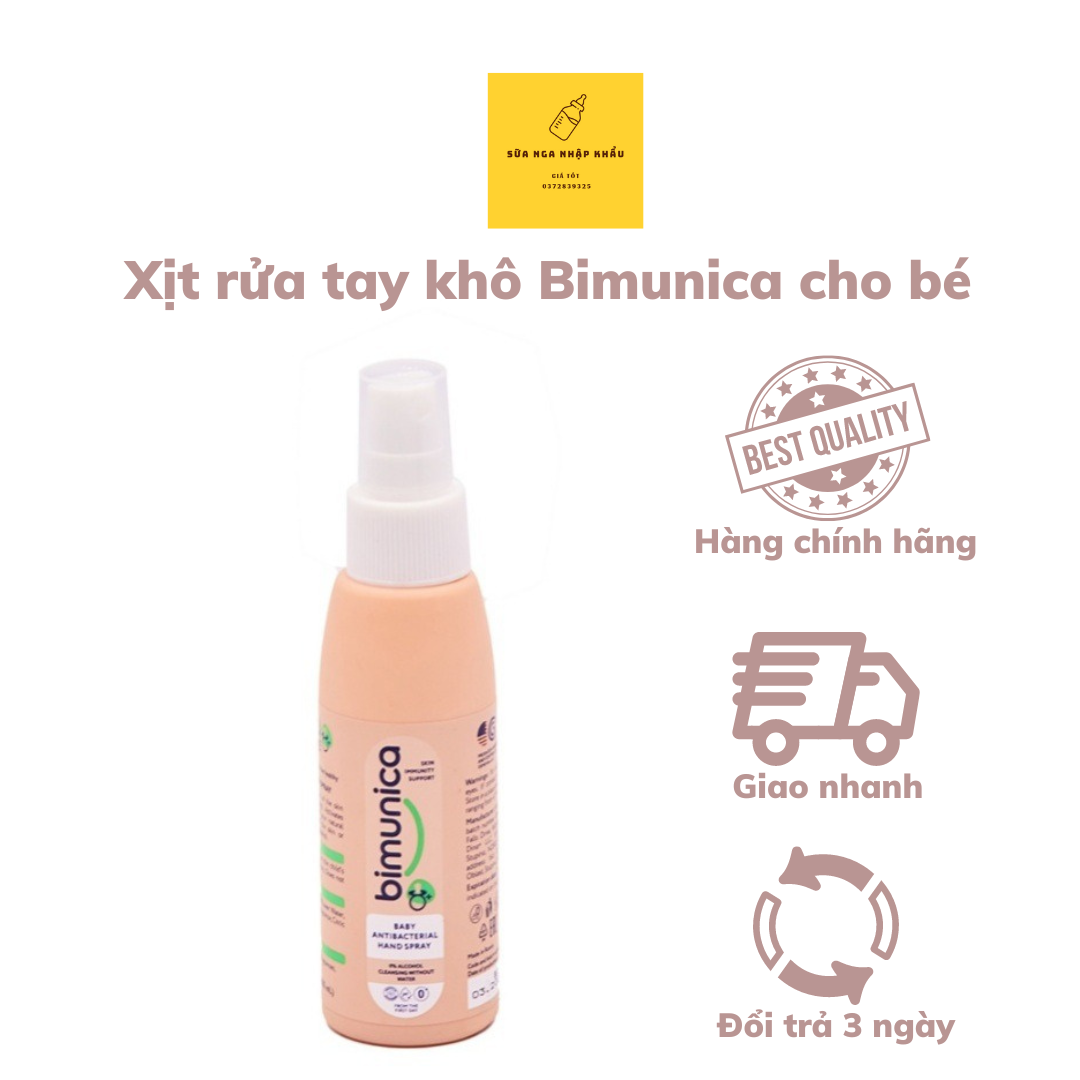 Xịt rửa tay khô kháng khuẩn BIMUNICA dành cho trẻ sơ sinh và trẻ nhỏ