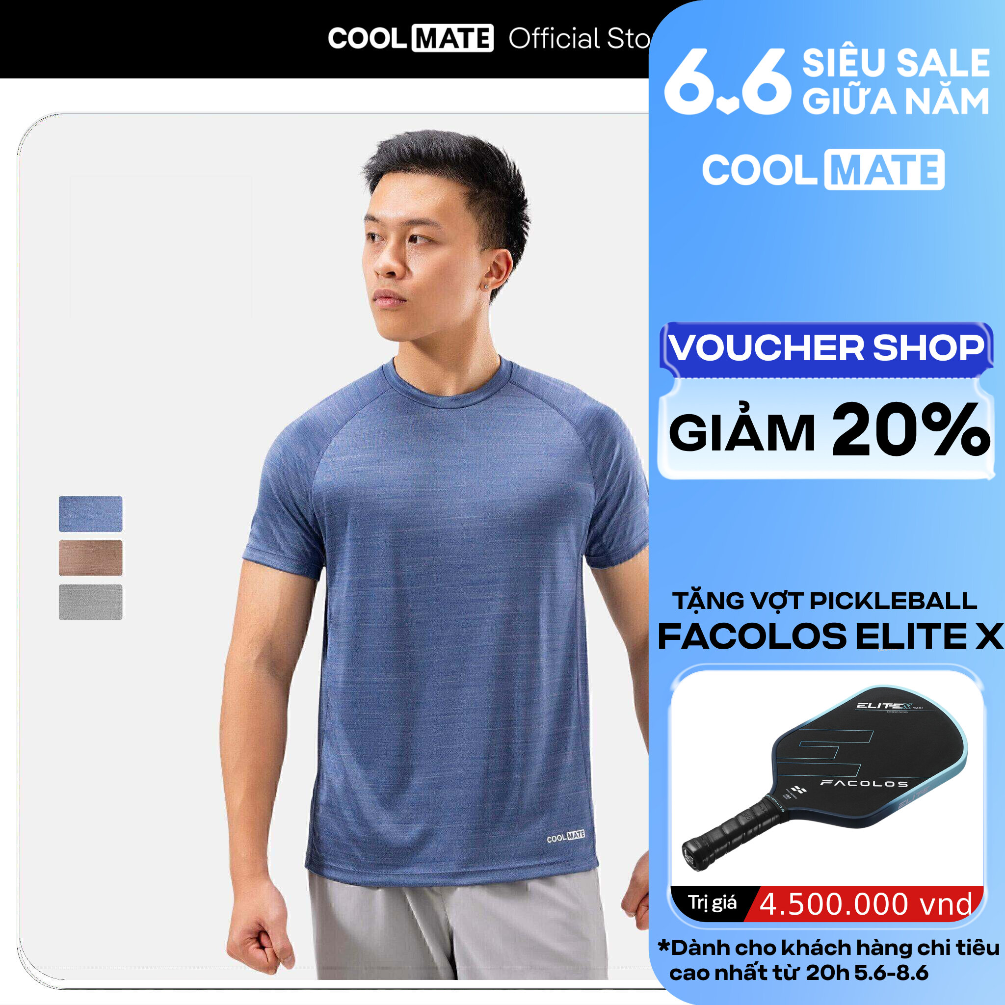 [GIÁ TỐT][OUTLET - KHÔNG ĐỔI TRẢ]Áo thun thể thao Melange Essentials thoáng khí, nhanh khô - Coolmate