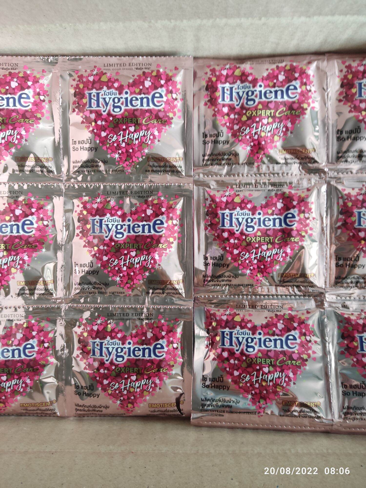 nước xả vải hygiene thái lan dây 10 gói - màu hồng trái tim