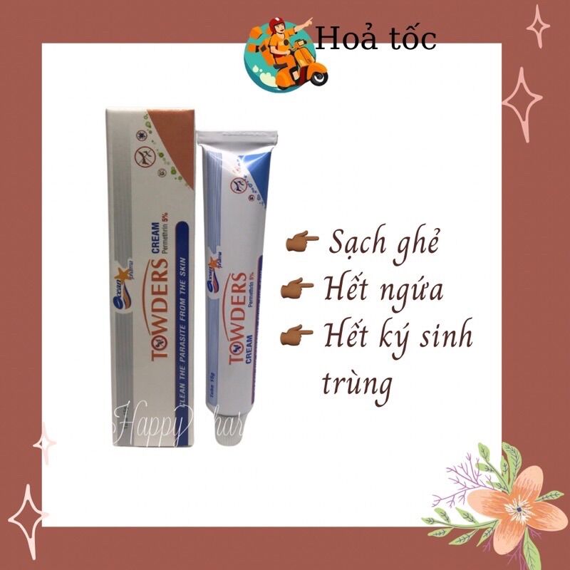 Kem loại sạch ghẻ và các loại ký sinh trùng Towders cream 15g