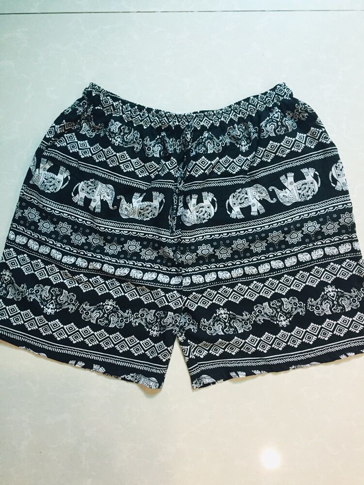 Quần đùi freesize lanh thái thổ cẩm