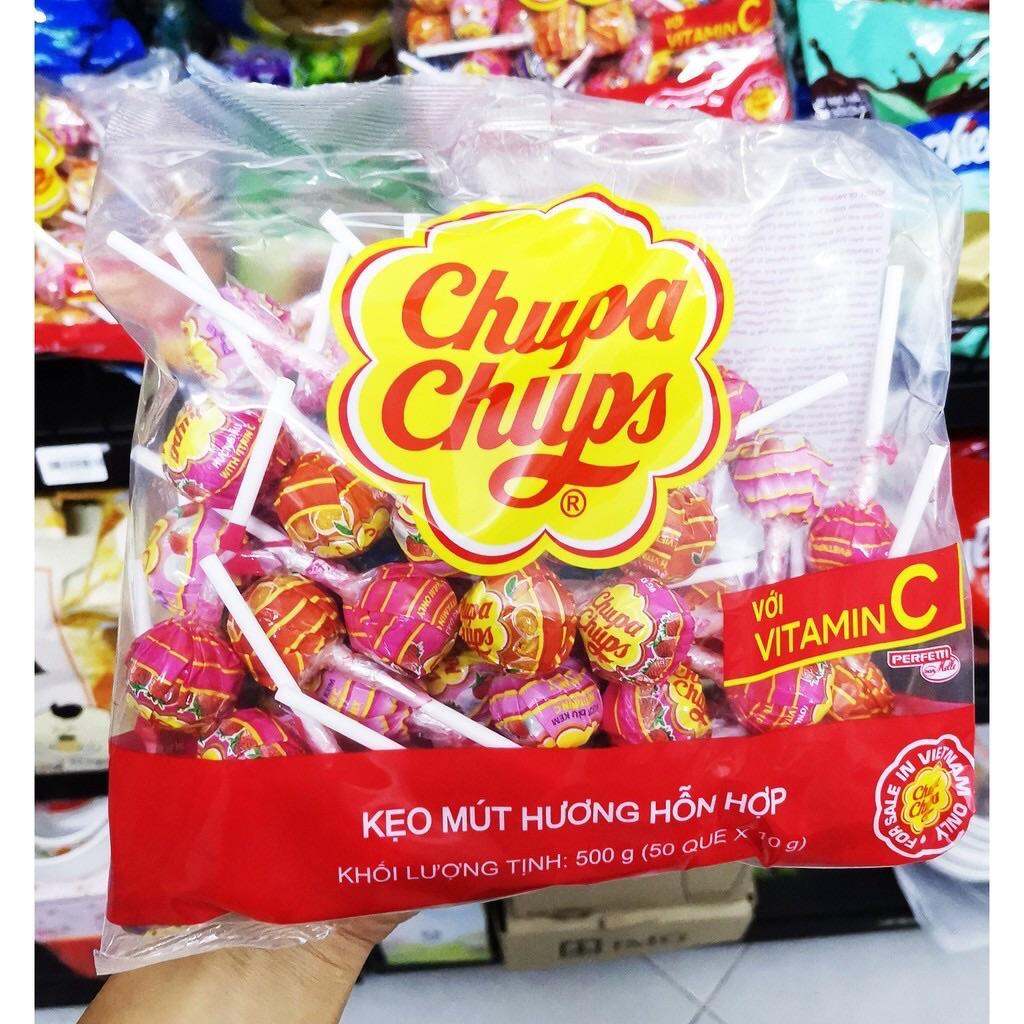 Kẹo mút Chupa Chups hương trái cây gói 500g ( 50 que )
