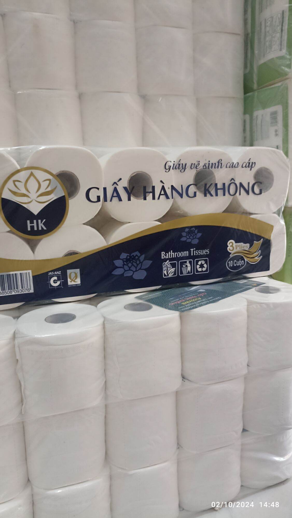 LỐC 10 CUỘN GIẤY VỆ SINH CÓ LÕI HÀNG KHÔNG 4 LỚP 1.2KG - GIẤY CUỘN LOẠI 1
