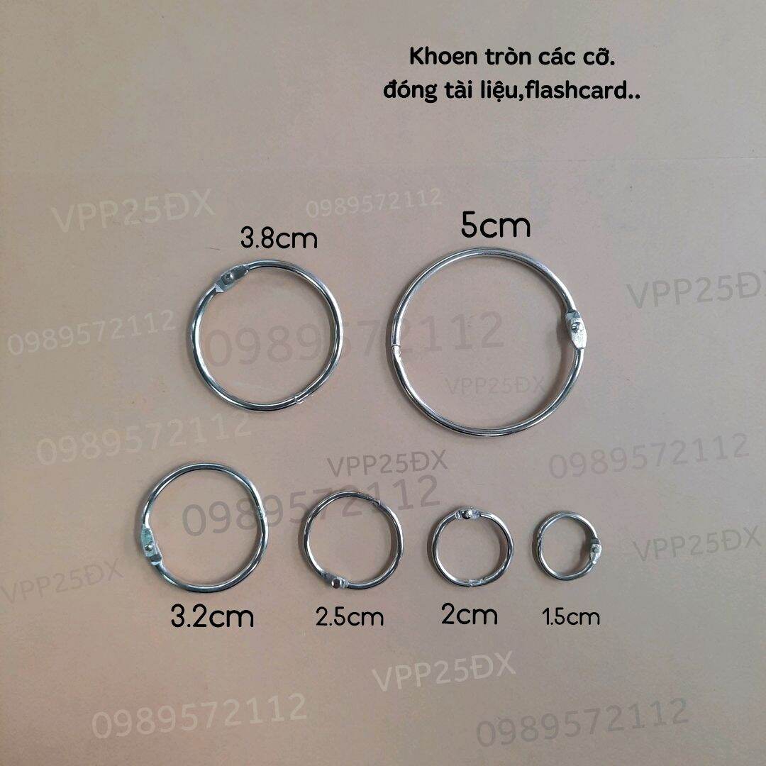 Khoen tròn đóng tài liệu,flashcard các cỡ.vòng khoen mạ inox.