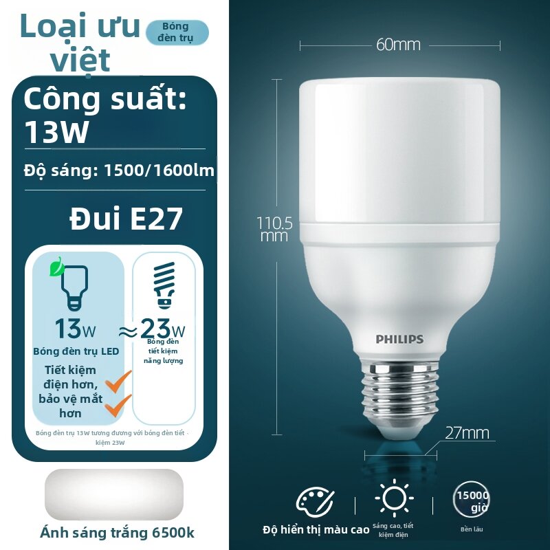 Philips | Đèn LED Siêu Sáng E27 Tiết Kiệm Năng Lượng 3U Thay Thế