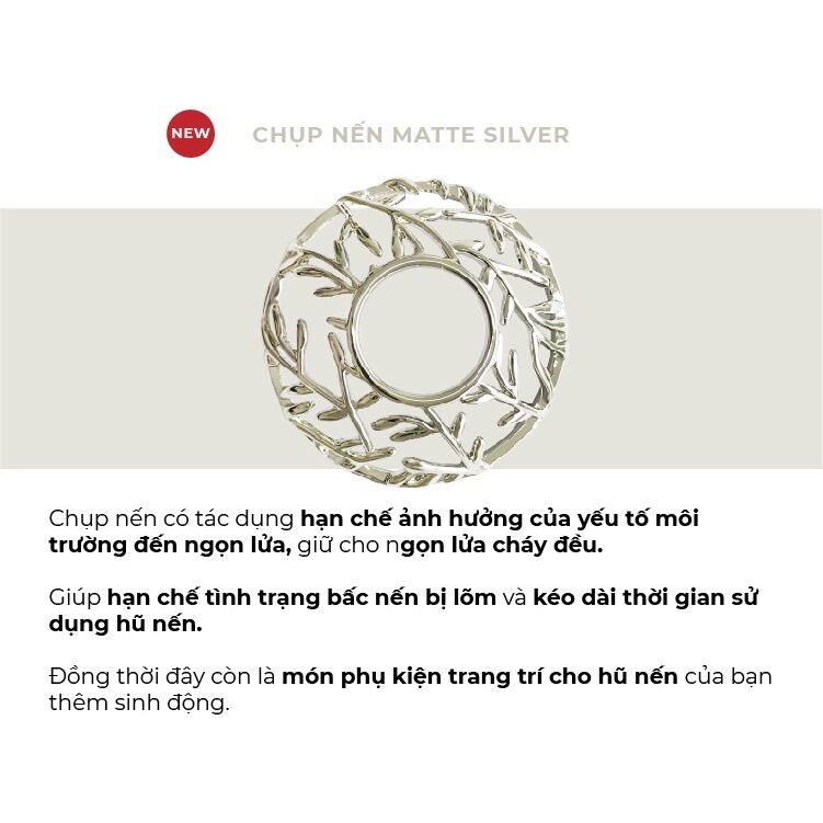 Chụp nến trang trí - Matte Silver