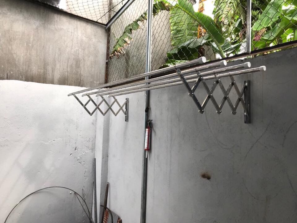 Khoảng cách 2 thanh 19,5cm - phi ống 22mm ]giàn phơi đồ thông minh co giãn dài 1m5,1m2 phi 22mm inox 201