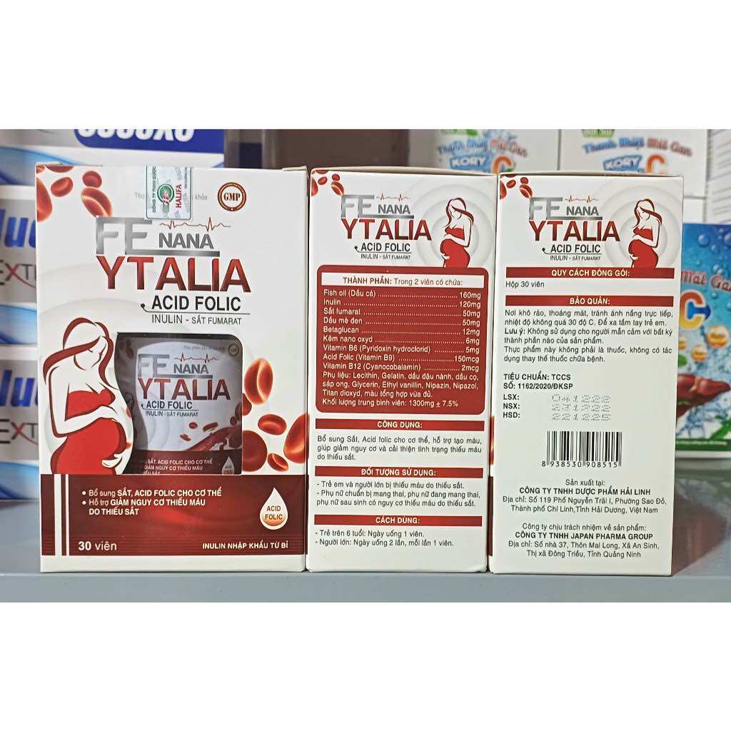 Sắt Fe Nana YTALIA. Bổ sung sắt, acid folic cho cơ thể, giảm tình trạng thiếu máu do thiếu sắt