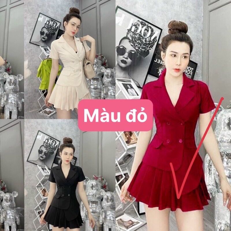 (SHOP BIGSIZE nữ 50kg đến 90kg) Set áo vest tà xoé chân váy ngắn SV03
