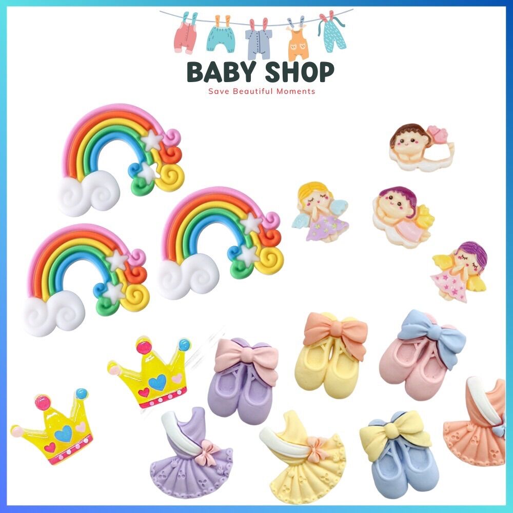 Phụ kiện DIY trang trí khung in dâu chân tay các hình cute