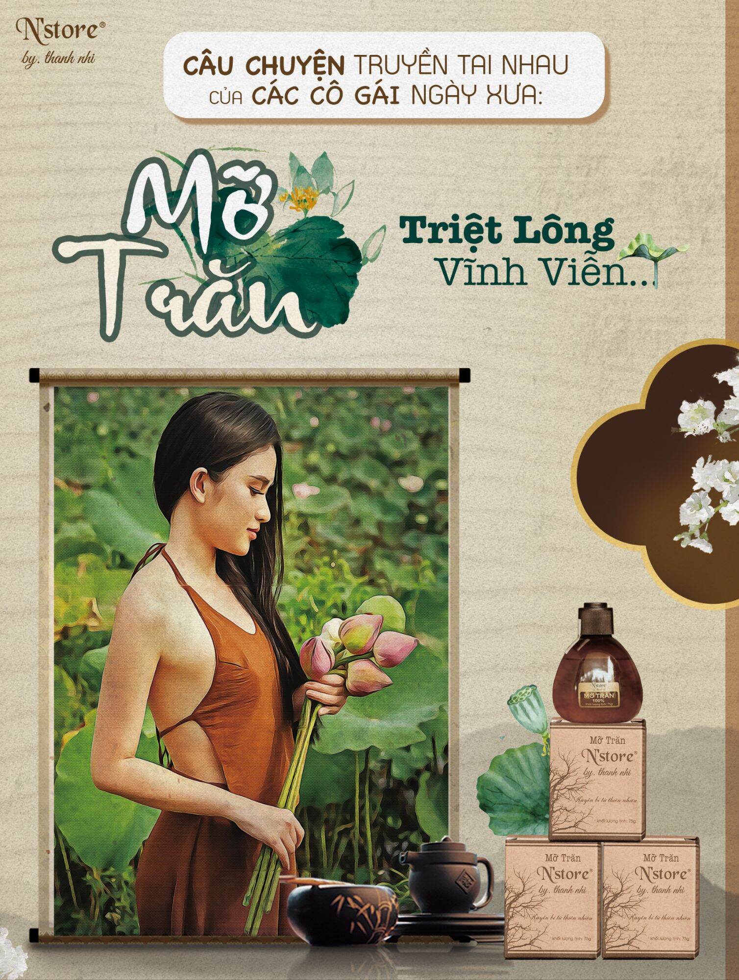 Mỡ trăn nguyên chất N'store, triệt lông, mờ rạn da