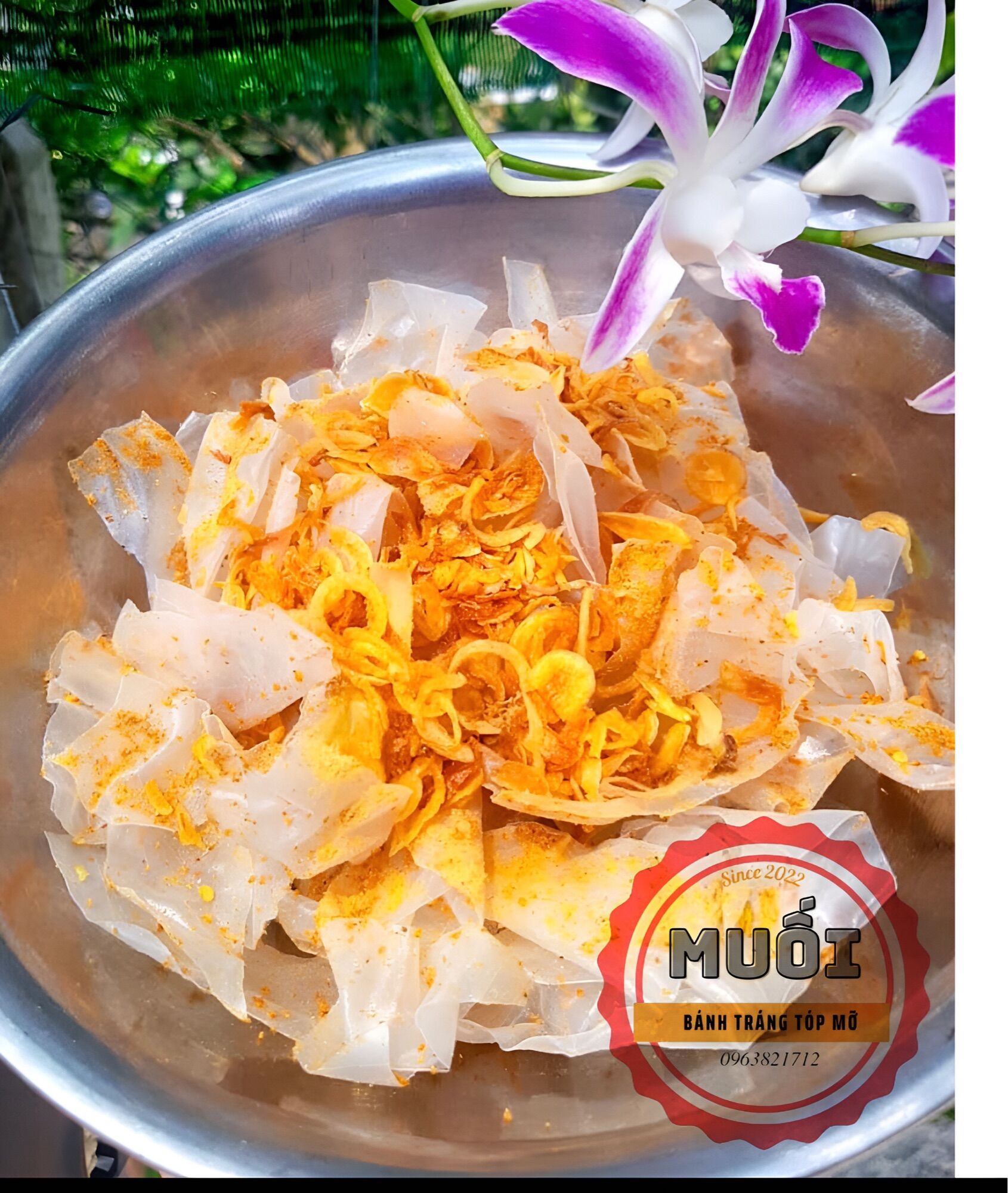 Bánh tráng phơi sương muối hành phi