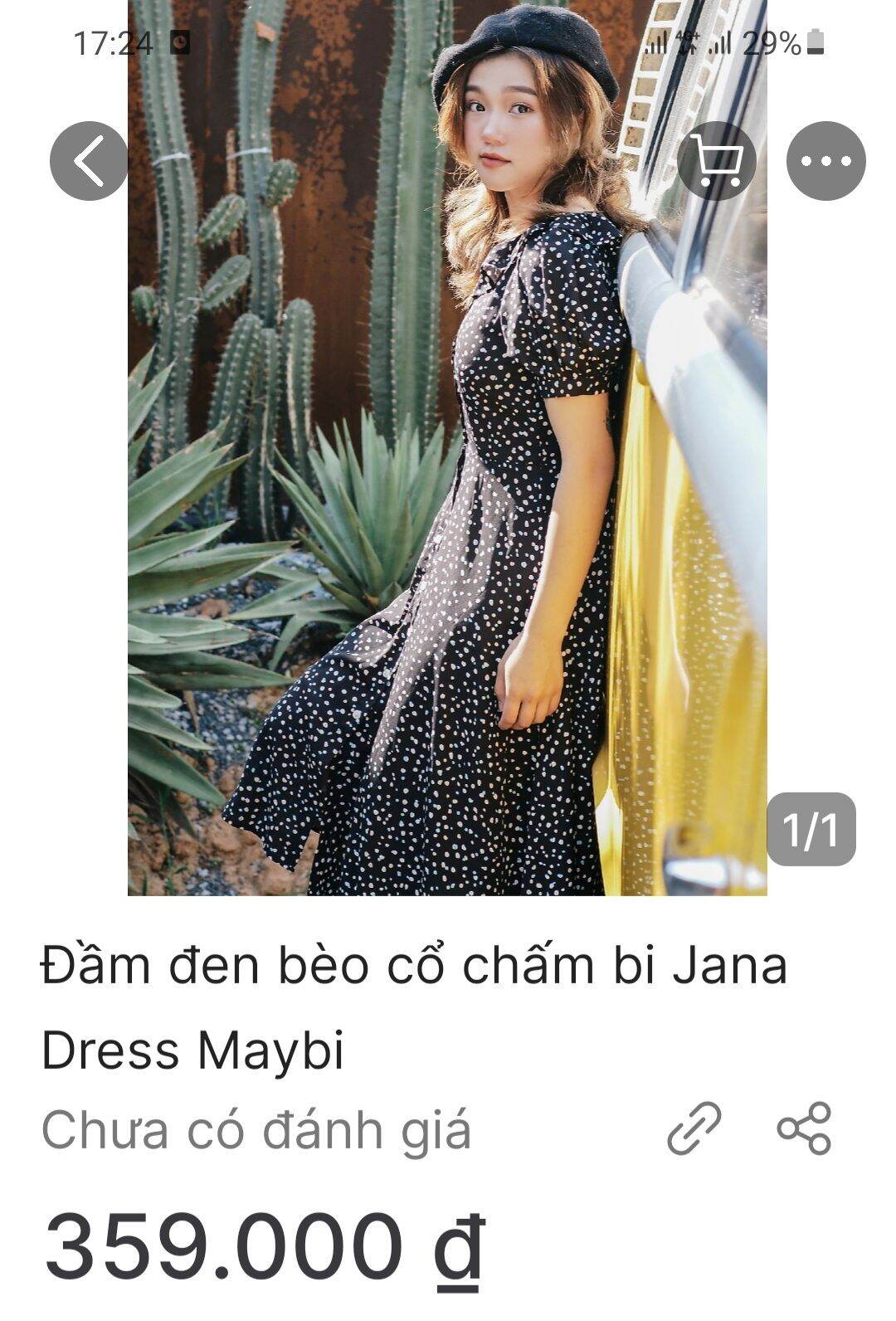 [Hết hàng] Thanh lý Tủ đồ - Đầm Maybi đen bèo cổ chấm bi
