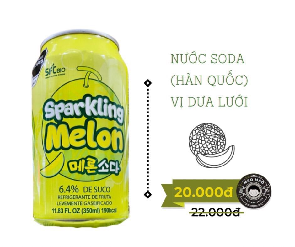 Nước Sparkling Soda vị Dưa Lưới