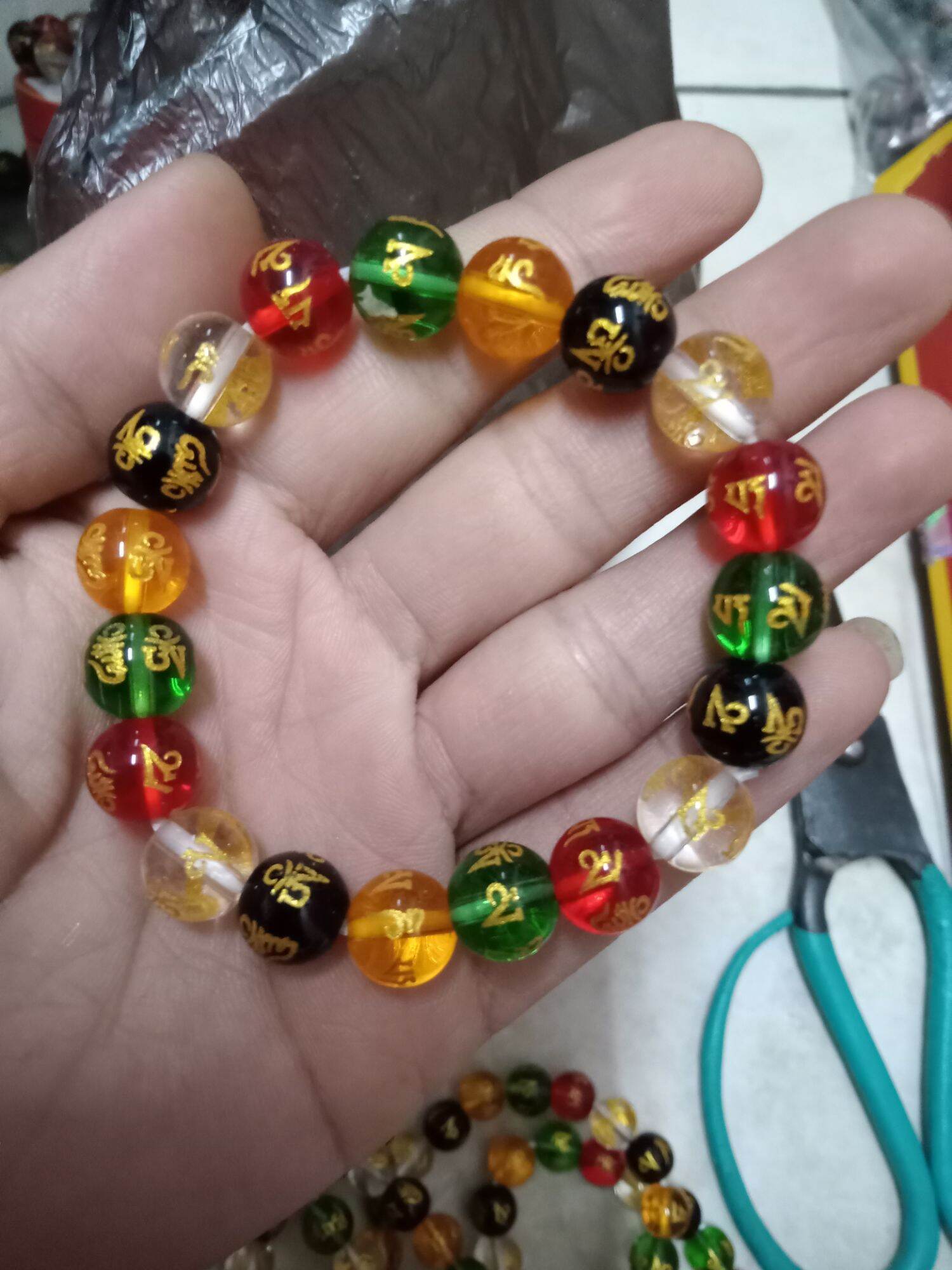 Vòng tay đá phong thủy khác chữ size hạt 8_10 li