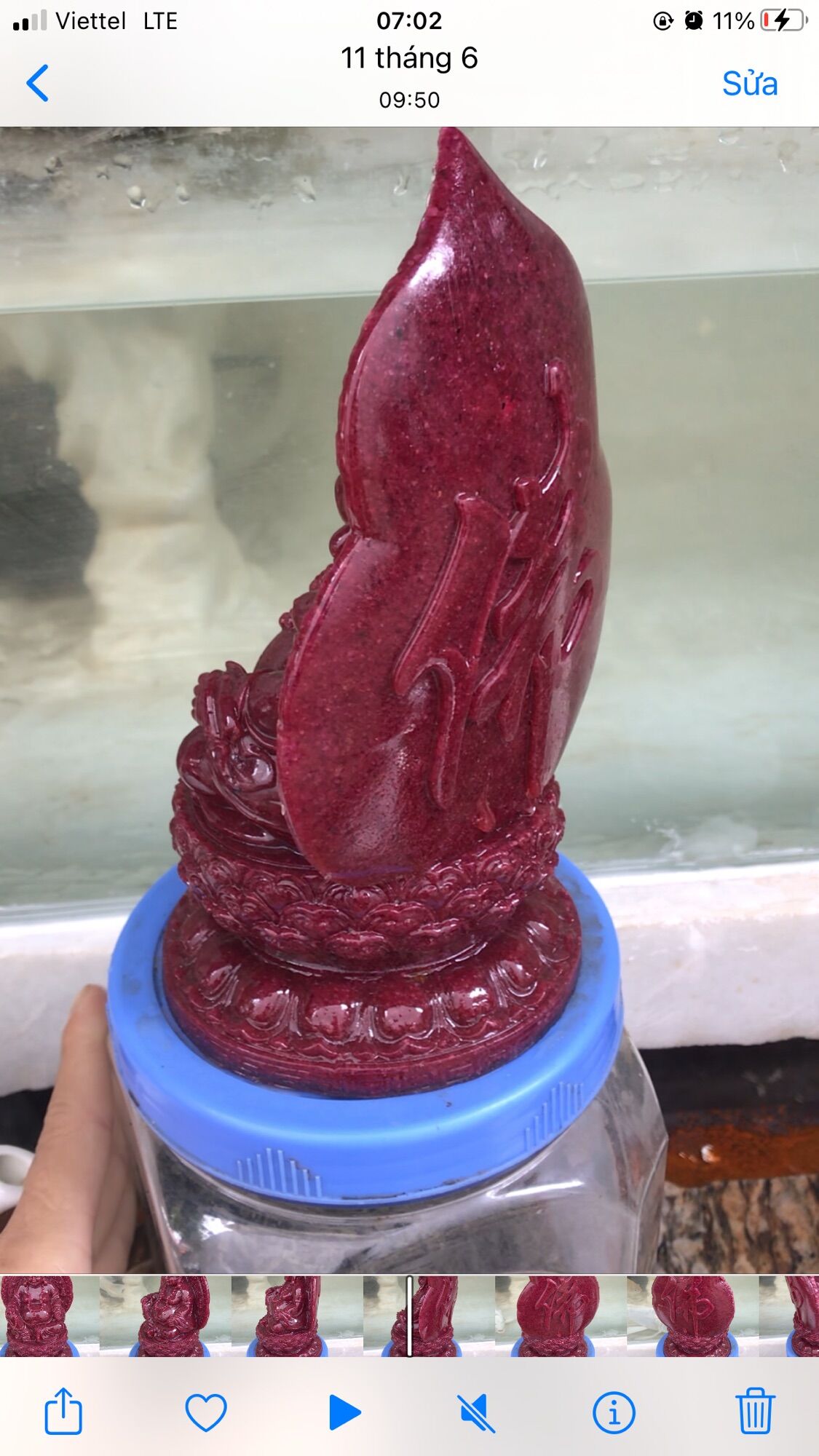 T đá ru by  nhiên đúc kt 6x8x17cm