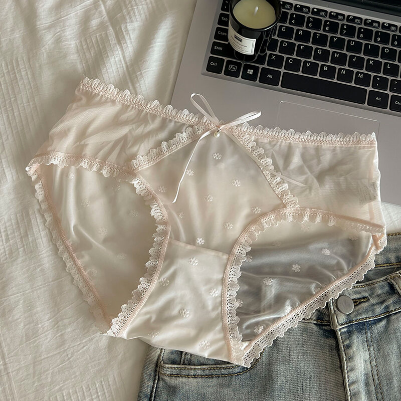 Hồng Angela Gợi Cảm Ren Quần Lót Lưới Giữa Eo Quần Lót Nam Tam Giác Nylon Kháng Khuẩn Cho Bé Gái Quầ