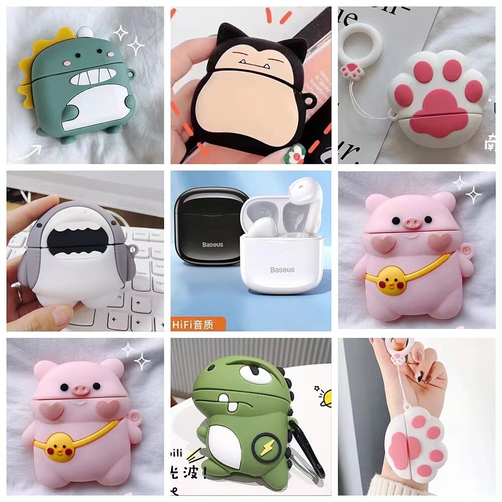 Ốp tai nghe baseus thích hợp dùng cho baseus e3 ốp mềm bảo vệ silicon bluetooth không dây hoạt hình e3 nam nữ cặp đôi