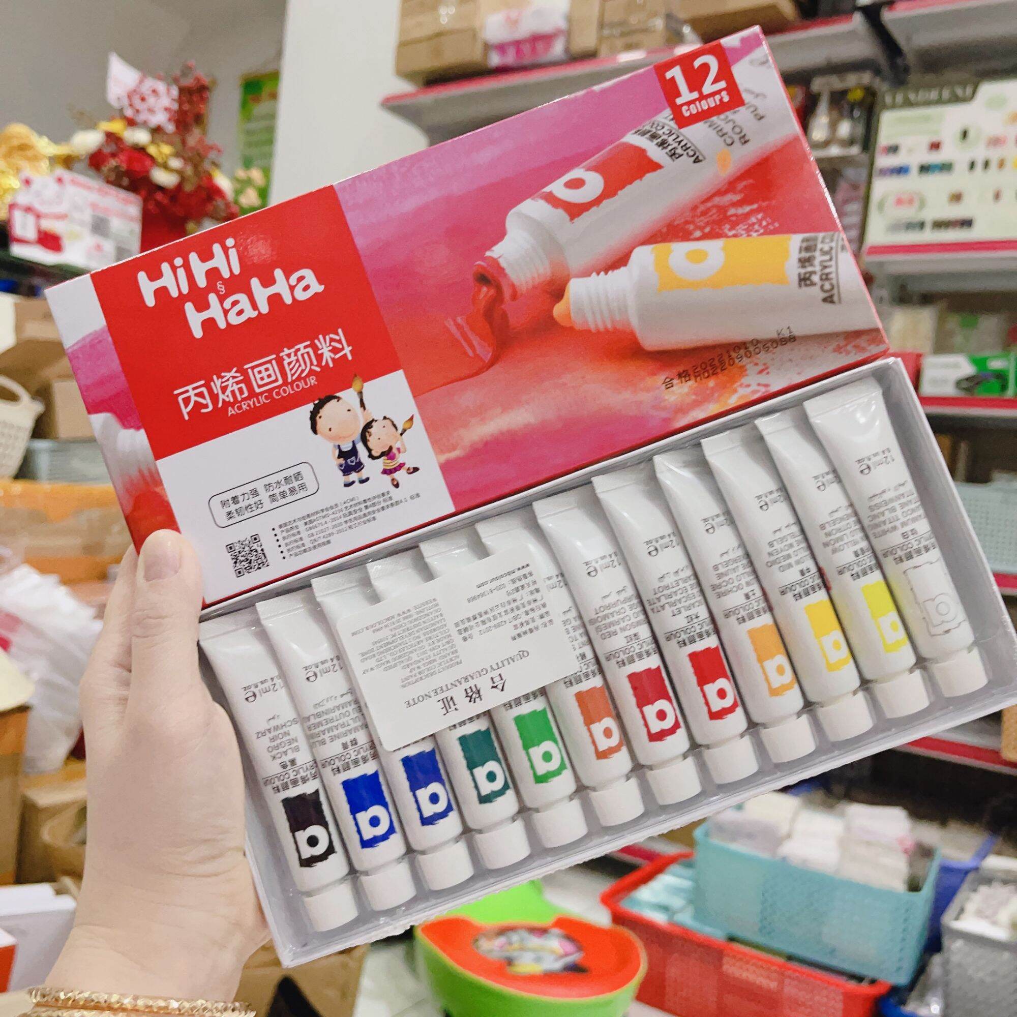 Set bột vẽ cọ bản chuẩn màu bột mịn và lâu khô set 12 màu HIHIHAHA