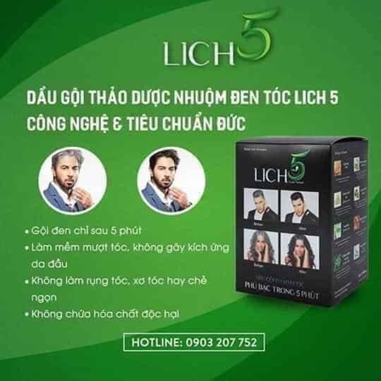 Dầu gội thảo dược nhuộm đen tóc Lich5